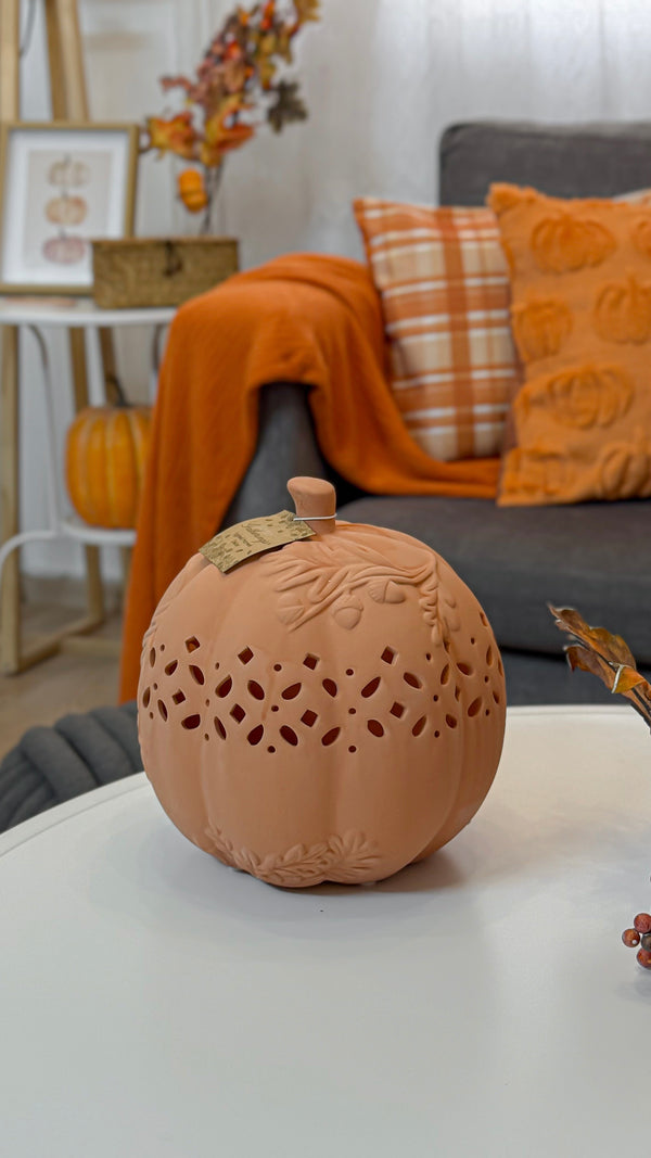 يقطينة زجاج مع اضاءة الكترونية حجم كبير 26 cm