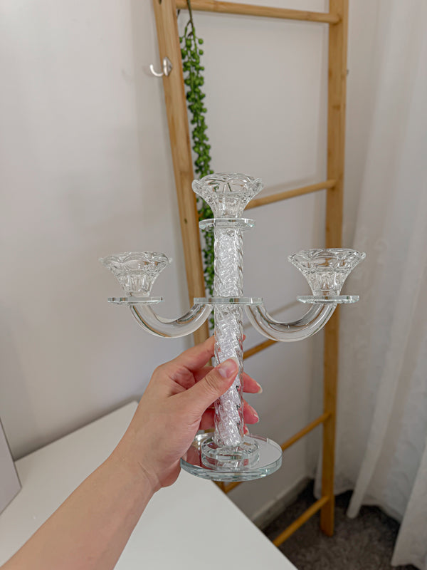 شمعدان كريستال ثلاثي ثقيل