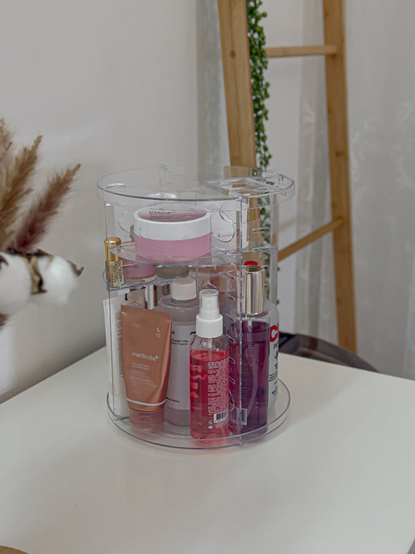 ستاند اكريليك كبير مع قاعده دوارة ورفوف